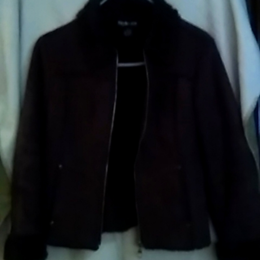 Style & CO Macy's parka coat size small. Gently used. Brown swede. Fur inside.